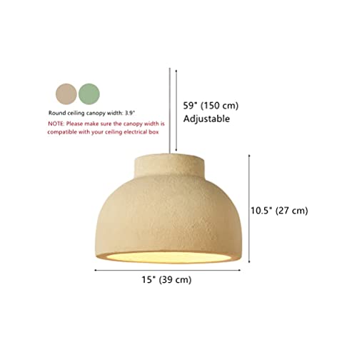 Ottoson Modern Pendant Lighting For Kitchen Island Dome Shade Scandinavian Dining Room Light Fixture Grain Pendant Lamp - 15" Yellow Bowl Shade, Ceiling Mount #TOP2