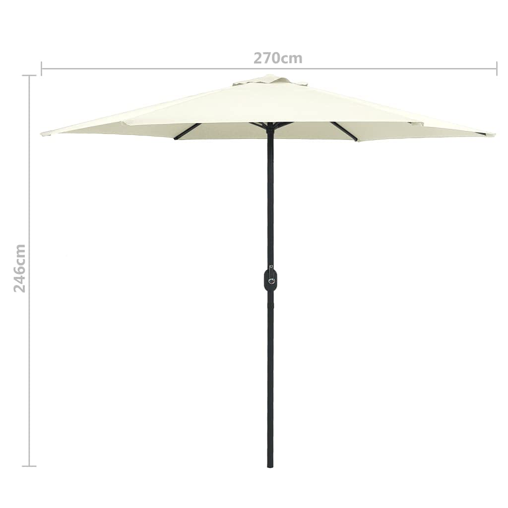 Parasol przeciwsłoneczny z aluminiowym masztem, parasol plażowy, parasol ogrodowy, parasol tarasowy, ochrona przed słońcem, z otworem odpowietrzającym i mechanizmem korbowym, 270 x 246 cm