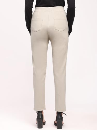 Image of FableStreet Women Formal Trousers | Tapered Fit Mid Rise Ankle Length Design | Solid Pattern & Plain Weave Fabric | Office Wear & Business Casual Pants
