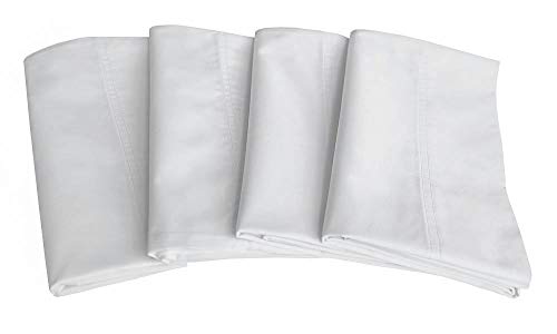 Phf Cotton Blend Pillowcase Hotel Collection, Pack Of 4, Queen Size (20" X 30"), Solid Percale Wrinkle, Fade Resistant,White #TOP12