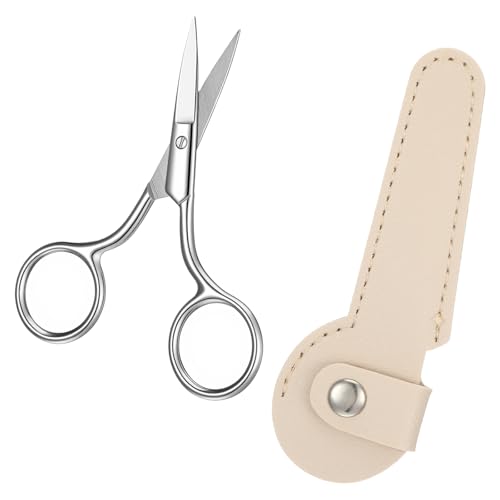 ElevateTech Eyebrow Scissors for Women Men Silver Shaping Scissors Lash ScissorsProfessional Stainless Steel Small Shears for Men and Women for Eyebrows Mustache Beard Hair Ear Nose