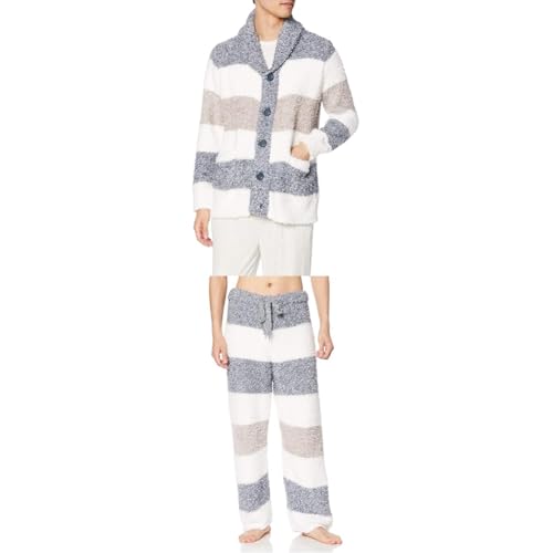 [ジェラート ピケ] 【HOMME】ジェラートメランジ3ボーダーショールカーディガン PMNT999023 メンズ NVY【HOMME】ジェラートメランジ3ボーダーロングパンツ PMNP999024 NVY Lの商品画像（Amazon）