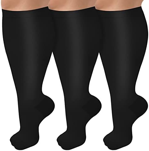 CTHH Wide Calf Compression Socks for Women Men Plus Size Knee High Stocking