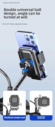 Image of Cell Phone Stand Flexible Mobile Clip Mount Quickly Lock Bike Phone Holder Bicycle Motorcycle (Rearview Black)