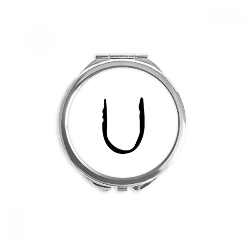 Espejo redondo portátil de maquillaje con diseño de alfabeto griego Upsilon negro