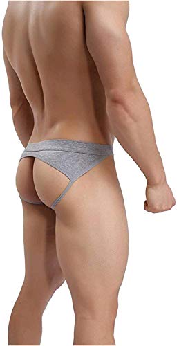 KAMUON Men’s 3-Pack Cotton Jock Strap Sexy Athletic Thongs Underwear Jockstrap (US M = Asian Tag L : Waist 32"-34", Black+Orange+Grey) - Thumbnail 5