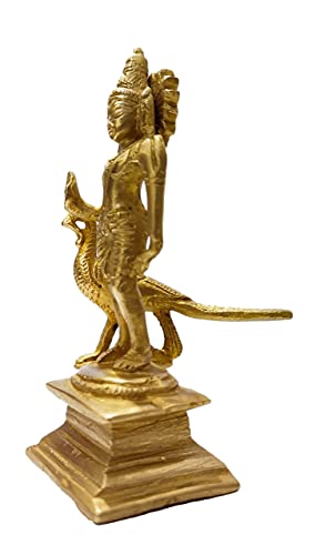 Estatua de Kartikeya en latón con acabado dorado de 12 cm miniatura 4