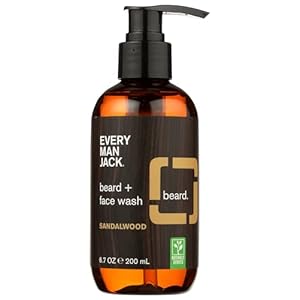 Every Man Jack Beard + Face Wash – Subtle Sandalwood Fragrance – Deep Cleans, Conditions, and Softens Your Beard and Skin Underneath – Naturally Derived with Aloe and Coconut – 6.7-ounce (EmjBeardWashParent)