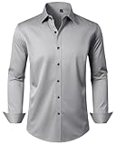 Alimens & Gentle Grey Dress Shirts for Men Long Sleeve Stretch Wrinkle Free Business...