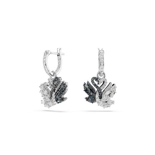 Swarovski Swan drop earrings, Swan, Black, Rhodium finish by Swarovski - Image 5