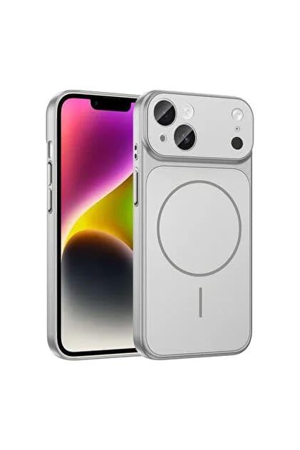 for iPhone 15 |Convert to 17 pro /17 Pro Max Style Premium Back Glass Converter Cover Magnetic Case for iPhone 15 |Convert to 17 pro /17 Pro Max (Silver)