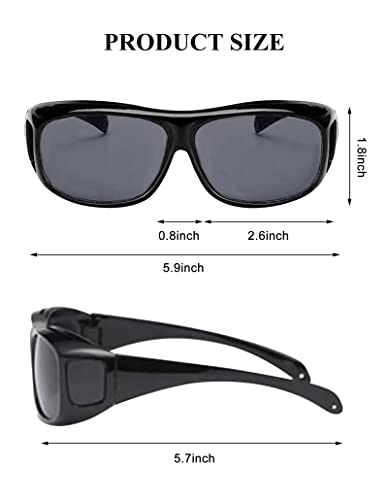 Lxnoap Night Vision Driving Wraparounds Wrap Around Prescription Glasses Anti Glare Sunglasses for Men and Women (Grey Lens)2