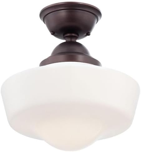 Minka Lavery 2257-576 Lavery Semi-Flush, 1-Light, 150 Total Watts, 13.75-in H x 14.5-in W, Brushed Bronze