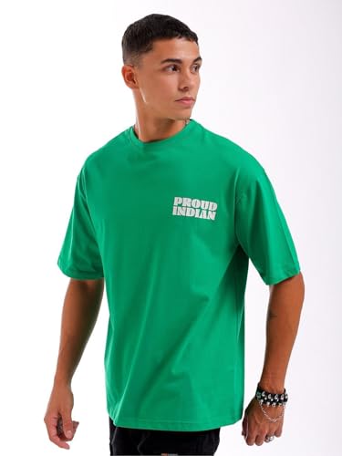 Image of THE INDIAN GARAGE CO Men Boxy Oversized Graphic Back Printed Round Neck Tshirt