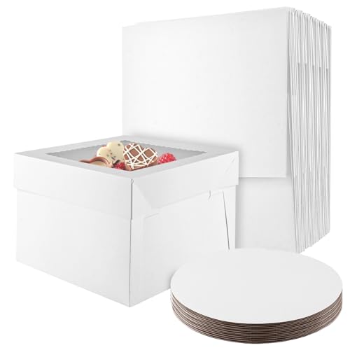 MUXHEL 20 scatole per torte, in cartone bianco, 30 x 30 x 20 cm, per torte, per il trasporto di torte, per torte, dolci, pasticcini