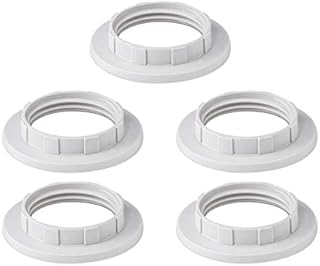 E14 Plastic Screw Bulbs Lamp Holder Twist Lock Socket Replacement Ring, Lampshade Ring Converter5pcs, White