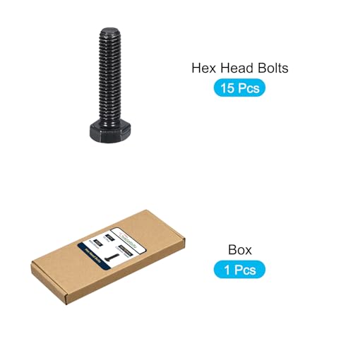 Image of METALLIXITY Hex Bolts (M8-1.25x35mm) 15Pcs, 8.8 Grade Carbon Steel Fully Threaded Black Oxide, Coarse Thread UNC Hex Head Screw Bolt - for Furniture Repair