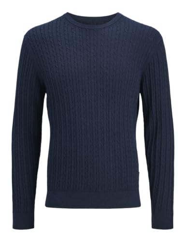 JACK & JONES Jjeemil Knit Cable Crew Neck Noos, Blazer Bleu Marine., S JACK & JONES Jjeemil Knit Cable Crew Neck Noos, Blazer Bleu Marine., S