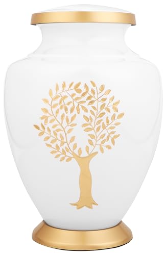 Image of Memorials Cremation Urns for Adult - Adult Funeral Urn Handcrafted - Handcrafted Cremation Urn, Large Burial Urns for Ashes Adult - Yellow Ivory