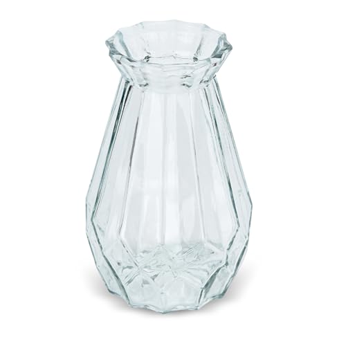 Jarrón de Vidrio dutty Degradado jarrón Multicolor jarrón geometría de Cristal Superficie jarrón de Vidrio de Color, Adecuado para el hogar, Oficina, Boda o floristería (Transparencia)