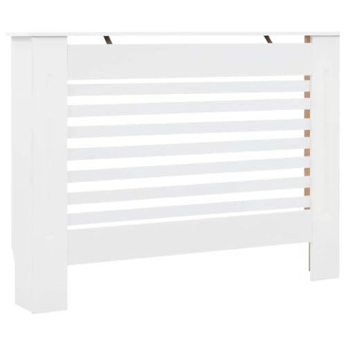 vidaXL Cubierta para Radiador, Armario de Pared para Calentador, Estante para Libros Adornos, Mueble Tapa de Calefacción de Salón, MDF Blanco