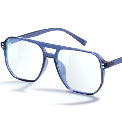Image of livho Retro Aviator Blue Light Blocking Glasses for Women Men with Soft Case, Trendy Rectangle Computer Eyeglasses