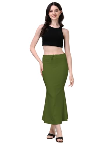 Image of Women's Saree Shapewear Petticoat, Cotton Blend Stretchable Mermaid Skirt, High Waist Tummy Control, Smooth Curve Fit with Adjustable Drawstring