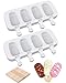 Ouddy Popsicle Molds Set of 2, Silicone Ice Pop Molds 4 Cavities Homemade Ice Cream Mold Oval with 50 Wooden Sticks for DIY Ice Cream