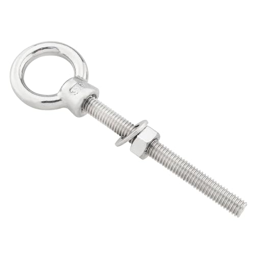 Image of 4PCS 316 Stainless Steel Screw Eye Bolts 1 /4 x 2 M6 Heavy Duty Extended Threaded Eye Bolt Suitable for Workshop Garage Home Garden Hanging Outdoor Sunshades