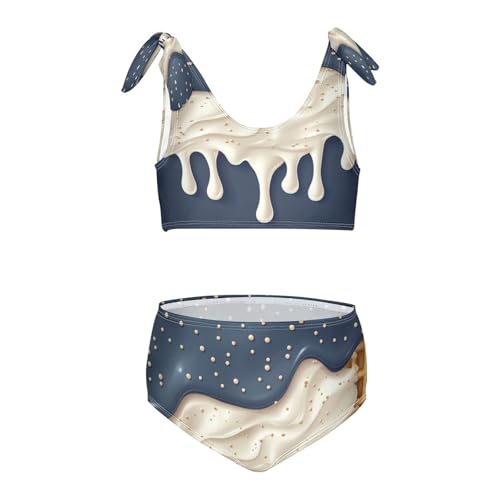 Boccsty Navy White Ice Cream Girls Tankini Swimsuit Kids Bikini Sets 2 Pcs Bathing Suit 3T