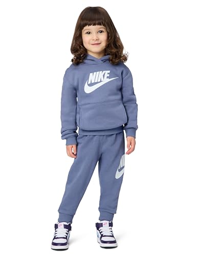 Image of Nike Kids' Sportswear Club Fleece Pullover Hoodie and Joggers 2-Piece Outfit Set (Large Swoosh Logo)