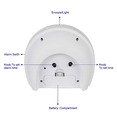 5.5" Silent Analog Alarm Clock Non Ticking, Gentle Wake, Beep Sounds, Increasing Volume, Battery Operated Snooze And Light Functions, Easy Set,White(Best For Elder) #TOP3