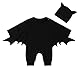 Xumplo Baby Junge Halloween Outfit Baby schwarz Fledermaus Onesie Kleinkind Halloween Kleidung Overall Langarm Strampler mit Hut 9-12 Monate