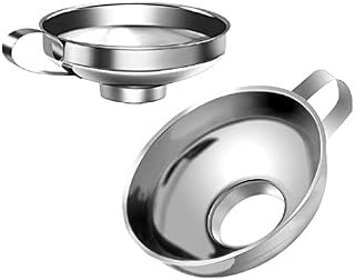 PXRLMYF 2Pcs Stainless Steel Jam Funnels Canning Funnel Wide Mouth Funnels Kitchen Set for Regular Fluid Oil Powder Beans Jar Flask