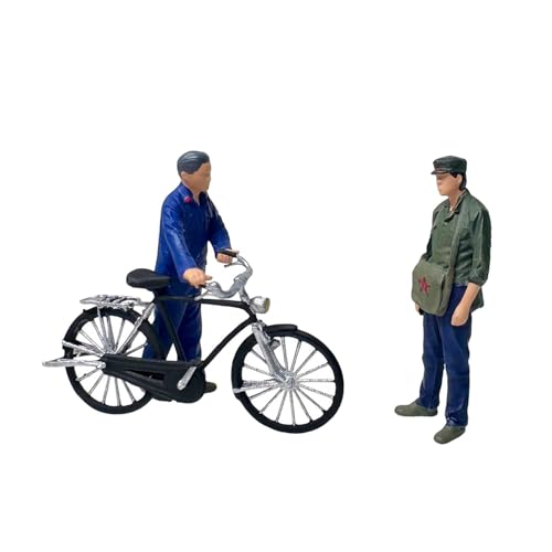 * 【Dettagli realistici】: il nostro modello in 1/64 di un giovane che tiene in mano una bicicletta in stile vintage e di un uomo in piedi, presenta dettagli realistici e pose espressive per la creazione di scene autentiche
