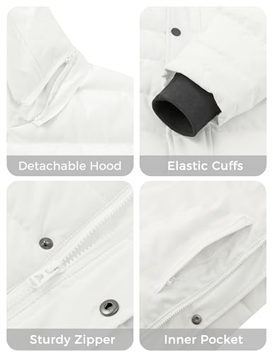 Image of wantdo Men's Quilted Puffer Jacket Hooded Winter Jacket Warm Puffer Coat | Detachable Hood,10000mm Waterproof Rating,Keep dry in light rain and snow,Recycled fabric,3 Pockets including 1 inner pocket