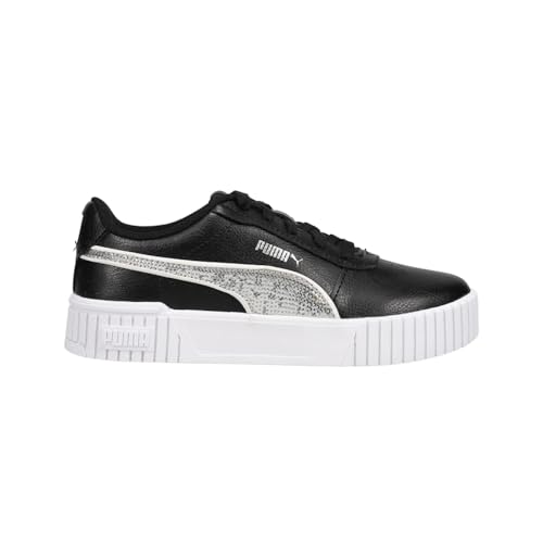 PUMA Kids Girls Carina 2.0 Glitzy Lace Up Sneakers Shoes Casual - Black, Silver