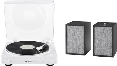 Image of Crosley KT400B-WH Fully Automatic Bluetooth 2-Speed Turntable Record Player with S200A Stereo Speakers, White