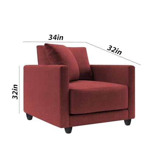Image of Casaliving Dominic 1 Seater Sofa Set for Living Room (Maroon Fabric) Premium Fabric Sofa