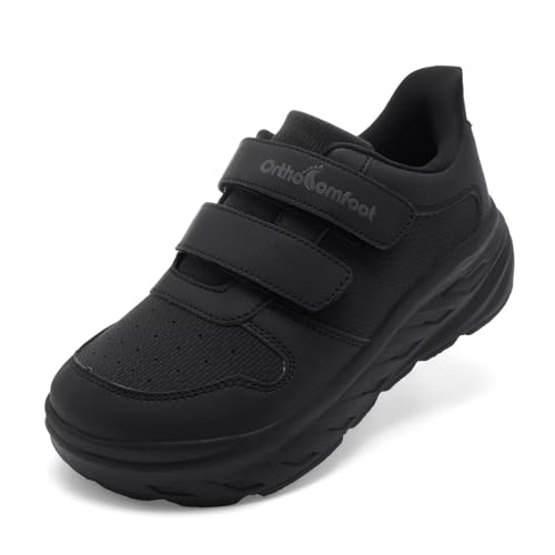 Boys Kids Orthopedic Diabetic Wide Toe Box Walking Shoes: Supportive Plantar Fasciitis Arch Support Flat Feet Running Shoes, High Arch Orthotic Sport Standing Trail Sneakers Black Little Kid 3