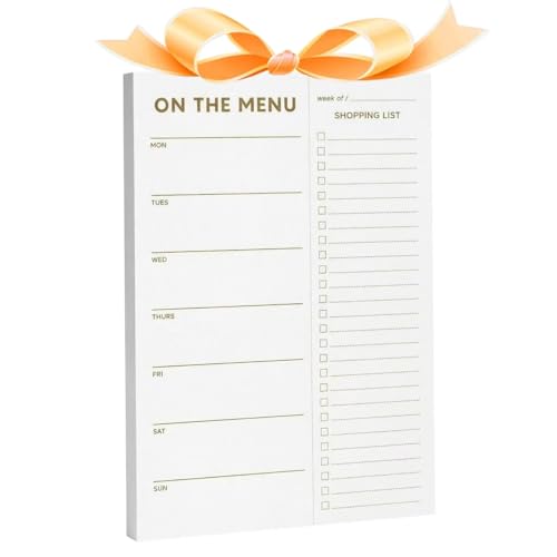 XXINMOH Gold Weekly Meal Planner and Grocery List Magnetic Notepad