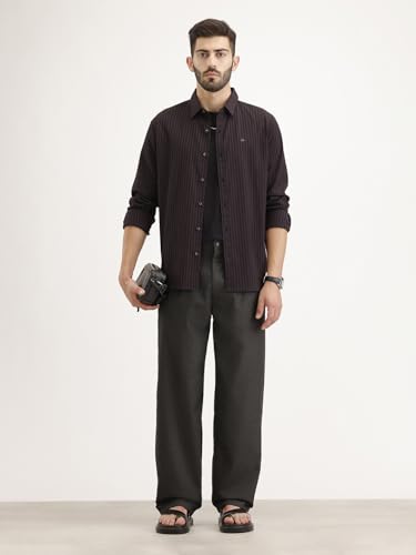 Image of WROGN Men's Tencel Blend Shirt | Striped | Slim Fit