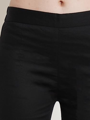 Image of POPWINGS Women Casual White Bottom Lace Cotton Trouser