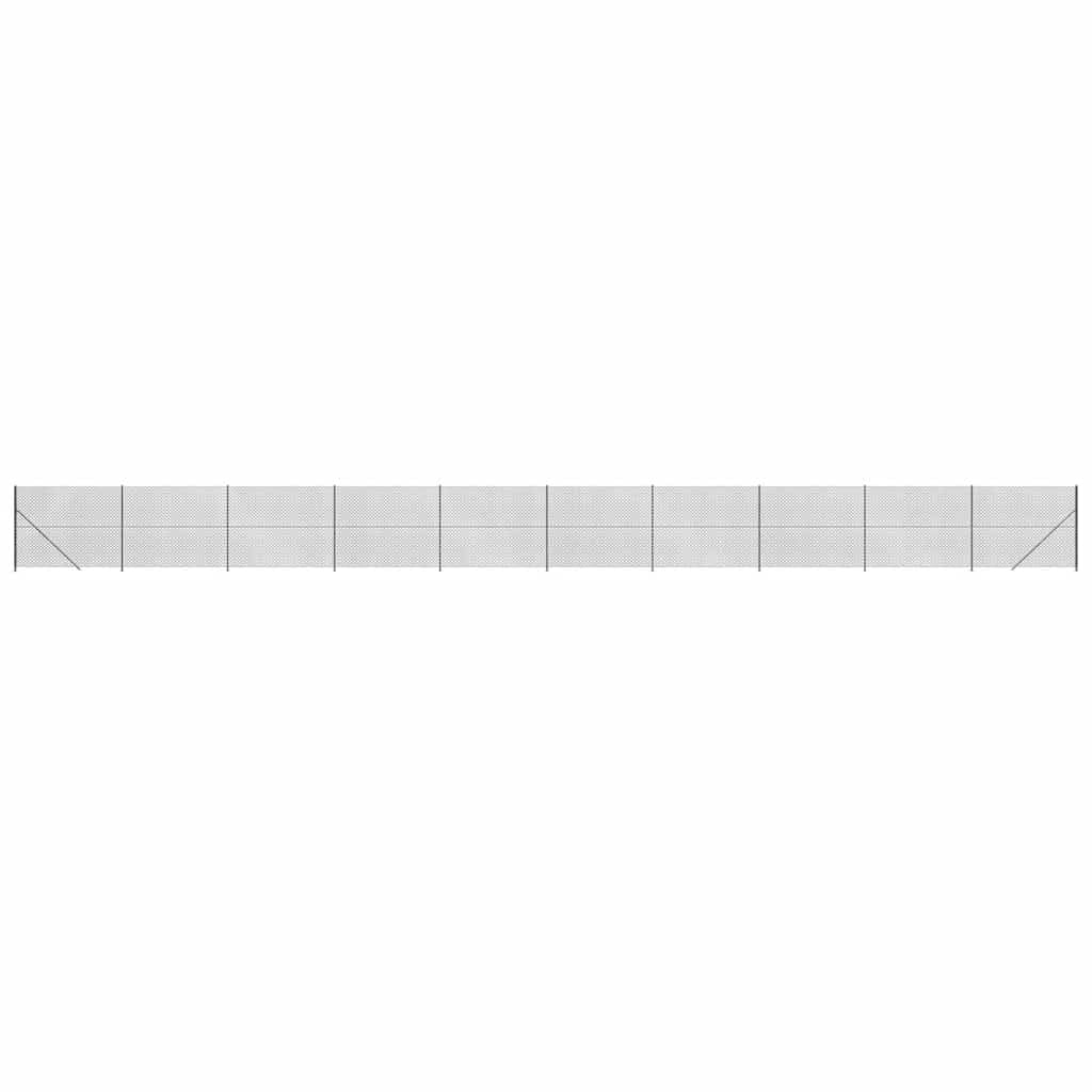 Chain Link Fence with Flange Anthracite 1.4x25 m Galvanised Steel PVC Coated Security Mesh for Garden Boundary Animal Enclosure Fence Kit