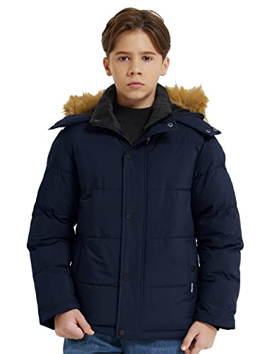 Image of Wantdo Boys' Winter Coat Warm Puffer Jacket Waterproof with Faux Fur Hood