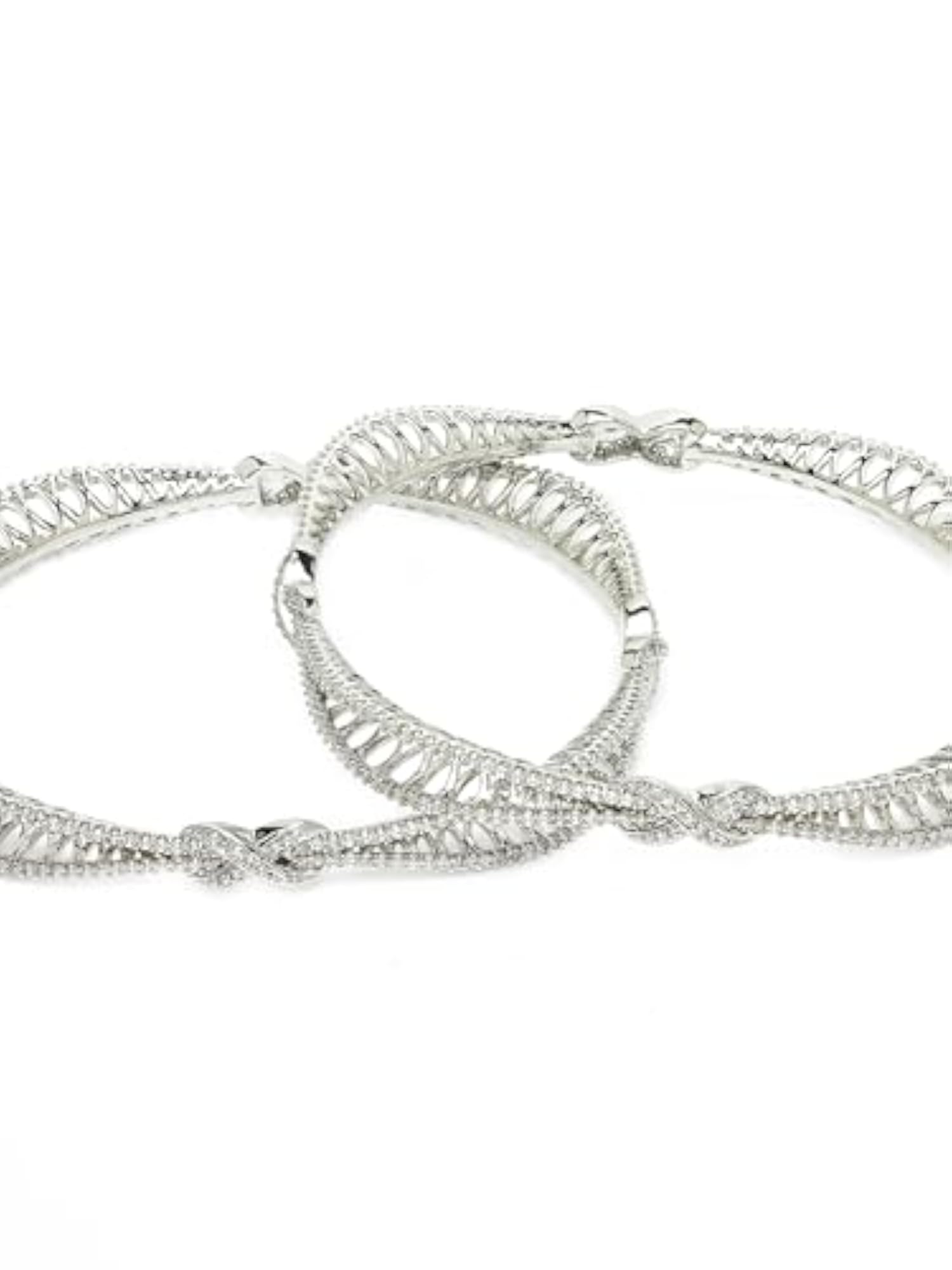 Set of 2 Plated American Diamond Studded Bangles, Elegant Gift