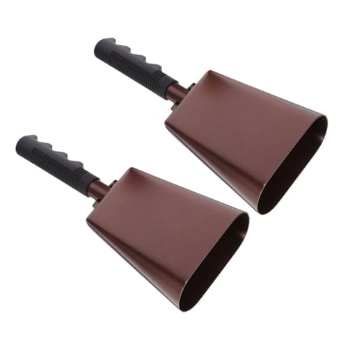 Wakauto Loud 2pcs Metal Cow Bells Handles Hand Percussion for Sports Games Celebrations