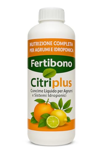 Concime Liquido per Agrumi e Limoni in Vaso 1L con Ferro, Magnesio, Calcio e Zolfo – Favorisce foglie verdi, fioritura e maggiore produzione | FERTIBONO