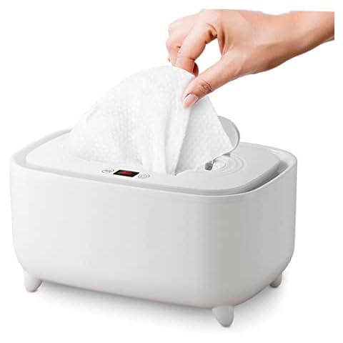 Wipes Warmer Dispenser for Babies, Baby Wipes Dispenser Heater with USB Adapter & LCD Display, Portable Infant Wipes Holder Case (White) Cover