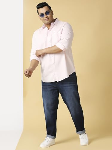 Image of Thomas Scott Men's Plus Size Cotton Casual Shirt | Regular Fit | Long Sleeves | Spread Collar | Solid | Soft & Breathable | Everyday Comfort Shirt for Men